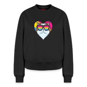 Pansexual Cat Persian Cat Heart Gift - Relaxed Women's Organic Sweatshirt – by SPREAD - black - Front - AI Model Female 180 light (180cm)