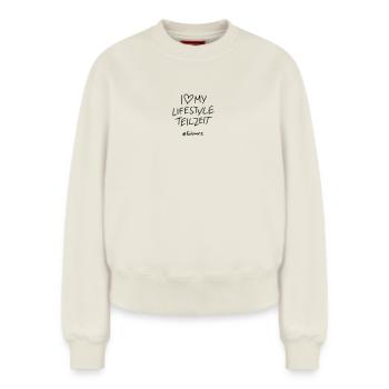 Temps de vie - Sweat femme décontracté en coton biologique – de SPREAD - blanc cassé - Devant - AI Model Female 180 light (180cm)