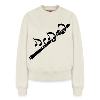 Musique de flûte - Sweat femme décontracté en coton biologique – de SPREAD - blanc cassé - Devant - AI Model Female 180 light (180cm)