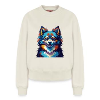 Poméranien Allemand Spitz Chien Race Dessin Animé Kawaii - Sweat femme décontracté en coton biologique – de SPREAD - blanc cassé - Devant - AI Model Female 180 light (180cm)