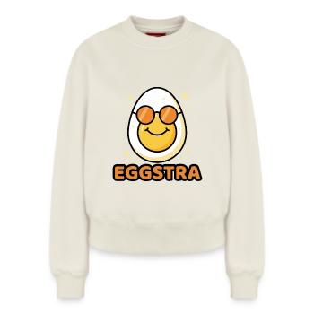 EGGSTRA Chill Fashion Egg with Sunglasses Easter - Relaxed Women's Organic Sweatshirt – by SPREAD - off white - Front - AI Model Female 180 light (180cm)