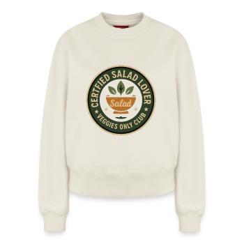 Amateur de salade - Sweat femme décontracté en coton biologique – de SPREAD - blanc cassé - Devant - AI Model Female 180 light (180cm)