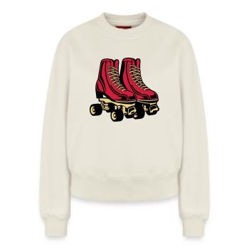 2541614 135123868 Roller Skate - Relaxed Frauen Organic Sweatshirt – von SPREAD - Naturweiß - Vorne - AI Model Female 180 light (180cm)