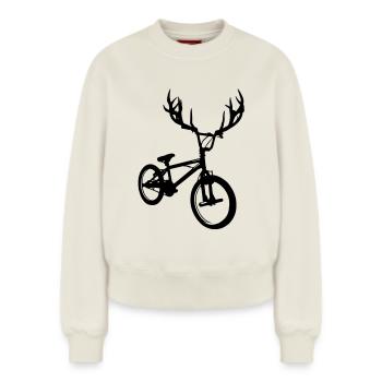 BMX sauvage - Sweat femme décontracté en coton biologique – de SPREAD - blanc cassé - Devant - AI Model Female 180 light (180cm)