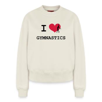 I Love Gymnastics - Sweat femme décontracté en coton biologique – de SPREAD - blanc cassé - Devant - AI Model Female 180 light (180cm)