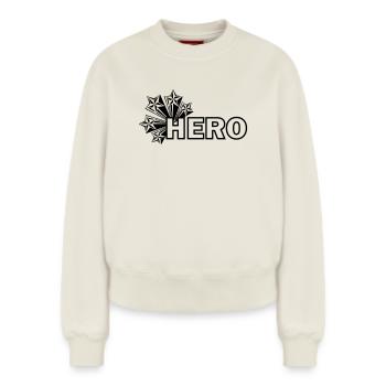 Mein Held Stern - Relaxed Frauen Organic Sweatshirt – von SPREAD - Naturweiß - Vorne - AI Model Female 180 light (180cm)