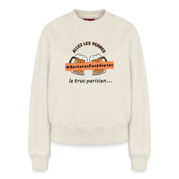 Allez_les_verres_hashtag_adoption_animale - Relaxed Women's Organic Sweatshirt – by SPREAD - off white - Front - AI Model Female 180 light (180cm)