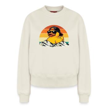 Canard en caoutchouc Amoureux du canard Canard Petit Canard - Sweat femme décontracté en coton biologique – de SPREAD - blanc cassé - Devant - AI Model Female 180 light (180cm)