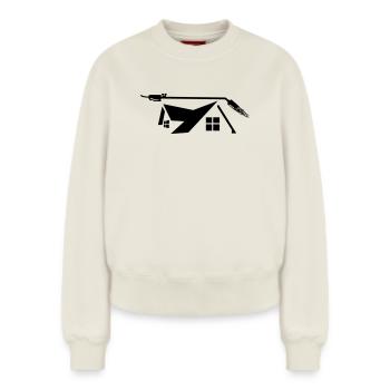 House roofer gas burner - Relaxed Women's Organic Sweatshirt – by SPREAD - off white - Front - AI Model Female 180 light (180cm)