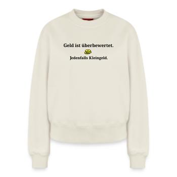 Money is overvalued - Relaxed Women's Organic Sweatshirt – by SPREAD - off white - Front - AI Model Female 180 light (180cm)