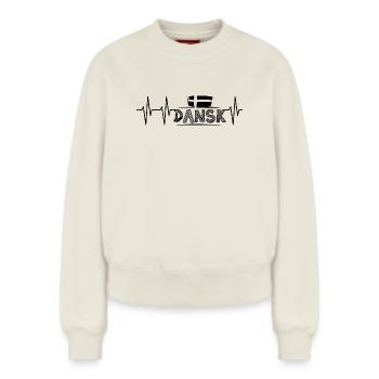 Pulse Dansk drapeau Illustration coeur symbole de battement de coeur - Sweat femme décontracté en coton biologique – de SPREAD - blanc cassé - Devant - AI Model Female 180 light (180cm)