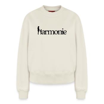 HARMONIE ! (famille, papa, maman, enfants)  - Sweat femme décontracté en coton biologique – de SPREAD - blanc cassé - Devant - AI Model Female 180 light (180cm)