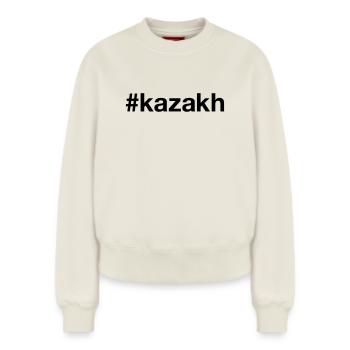 KAZAKH Hashtag Kazakh Kazakhstan - Sweat femme décontracté en coton biologique – de SPREAD - blanc cassé - Devant - AI Model Female 180 light (180cm)