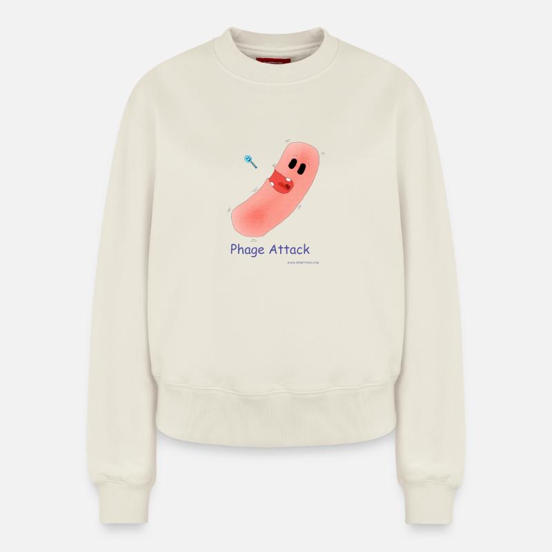 Phage Attack - Bacteria & Bacteriophage - Relaxed Women's Organic Sweatshirt – by SPREAD - off white