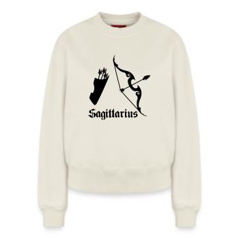 Bow and arrow Archer Sagittarius - Relaxed Women's Organic Sweatshirt – by SPREAD - off white - Front - AI Model Female 180 light (180cm)