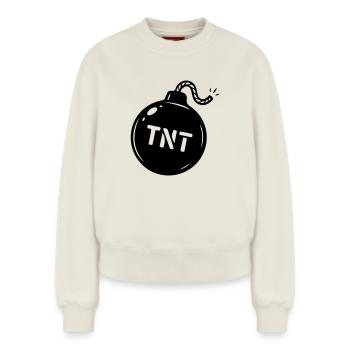 Symbole TNT de la bombe - Sweat femme décontracté en coton biologique – de SPREAD - blanc cassé - Devant - AI Model Female 180 light (180cm)
