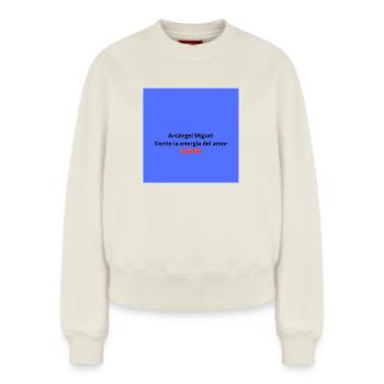 Archangel Michael: Energy of Love - Relaxed Women's Organic Sweatshirt – by SPREAD - off white - Front - AI Model Female 180 light (180cm)