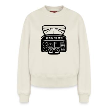 Silhouette d’avion volant de cockpit prêt à rouler - Sweat femme décontracté en coton biologique – de SPREAD - blanc cassé - Devant - AI Model Female 180 light (180cm)