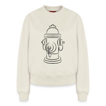 Croquis de bouche d’incendie - Sweat femme décontracté en coton biologique – de SPREAD - blanc cassé - Devant - AI Model Female 180 light (180cm)