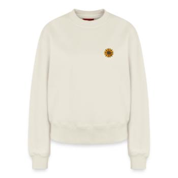 Sunflower embroidered - Relaxed Women's Organic Sweatshirt – by SPREAD - off white - Front - AI Model Female 180 light (180cm)