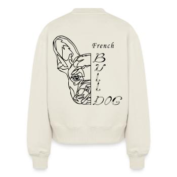 Bouledogue français - Sweat femme décontracté en coton biologique – de SPREAD - blanc cassé - Dos - AI Model Male 185 light (185cm)