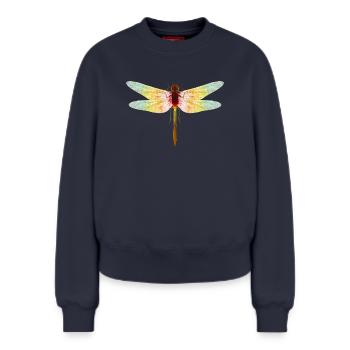 Iridescent Dragonfly – Filigree Insect Motif - Relaxed Women's Organic Sweatshirt – by SPREAD - navy - Front - AI Model Female 180 light (180cm)