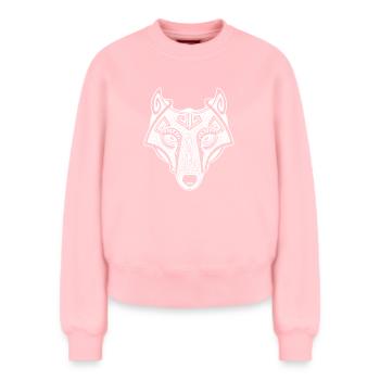 Viking Wolf weiß transparent - Relaxed Frauen Organic Sweatshirt – von SPREAD - Rosa - Vorne - AI Model Female 180 light (180cm)