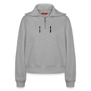 Logo beau Gosse certifié - Sweat femme décontracté à demi-zip – de SPREAD - gris chiné - Devant - AI Model Female 172 light (172cm)