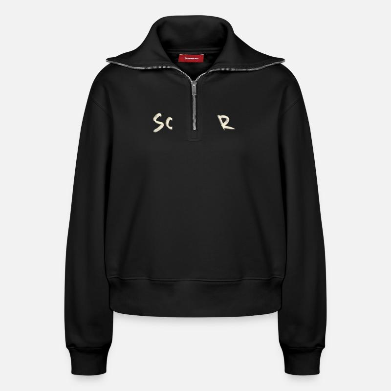 Soccer - Relaxed Frauen Half Zip Sweatshirt – von SPREAD - Schwarz