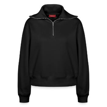 Europäische Friedenstaube - Relaxed Frauen Half Zip Sweatshirt – von SPREAD - Schwarz - Vorne - AI Model Female 172 light (172cm)
