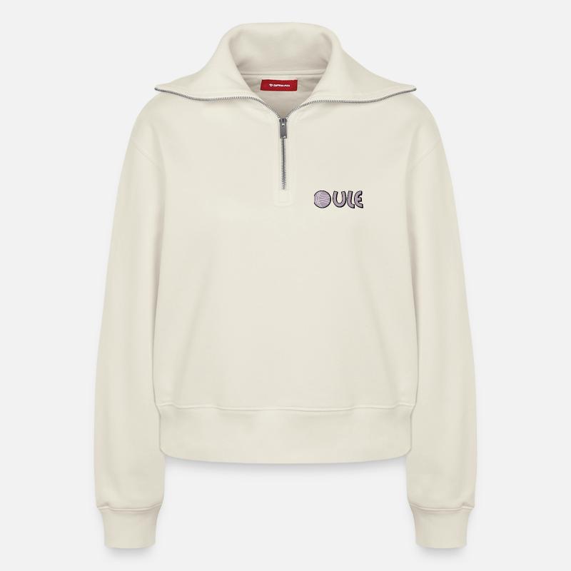 Boule petanque - Relaxed Women's Half Zip Sweatshirt – by SPREAD - off white