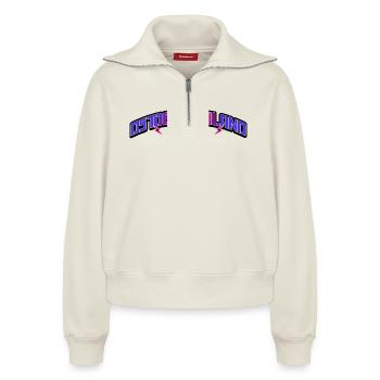 Ultras de l’Allemagne de l’Est Ossis Est-allemands - Sweat femme décontracté à demi-zip – de SPREAD - blanc cassé - Devant - AI Model Female 172 light (172cm)