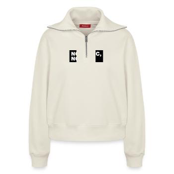 No Music No Life - Sweat femme décontracté à demi-zip – de SPREAD - blanc cassé - Devant - AI Model Female 172 light (172cm)