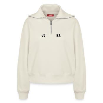 Jujutsu Jiu Jitsu Jiujitsu Ju-jitsu Jiu-jitsu - Relaxed Women's Half Zip Sweatshirt – by SPREAD - off white - Front - AI Model Female 172 light (172cm)