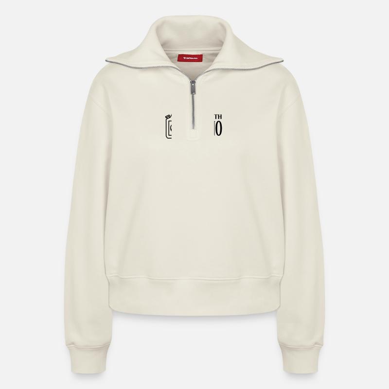 Techno - Relaxed Frauen Half Zip Sweatshirt – von SPREAD - Naturweiß