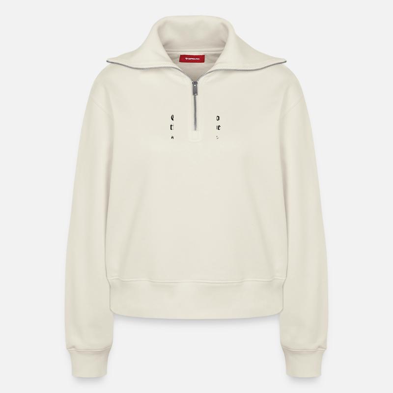 Dark Side - Relaxed Women's Half Zip Sweatshirt – by SPREAD - off white