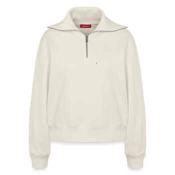 Emil - Relaxed Frauen Half Zip Sweatshirt – von SPREAD - Naturweiß - Vorne - AI Model Female 172 light (172cm)