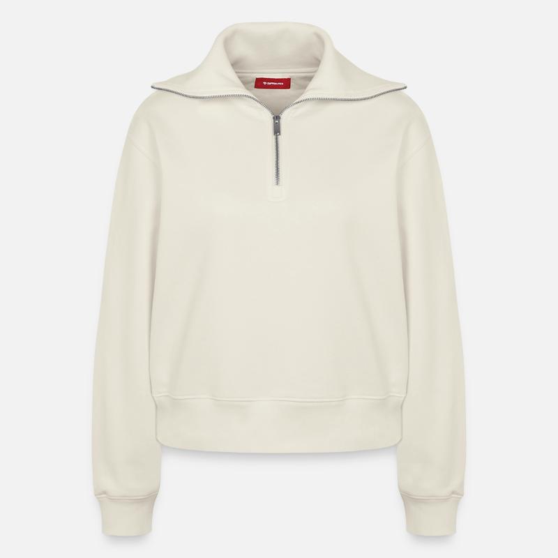 Forest Spell Guardian - Relaxed Women's Half Zip Sweatshirt – by SPREAD - off white