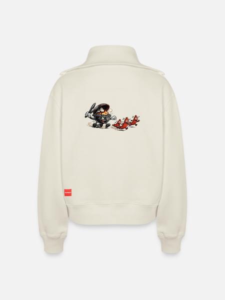 Heißer BBQ Wurstrennen BBQ - Relaxed Frauen Half Zip Sweatshirt – von SPREAD - Naturweiß