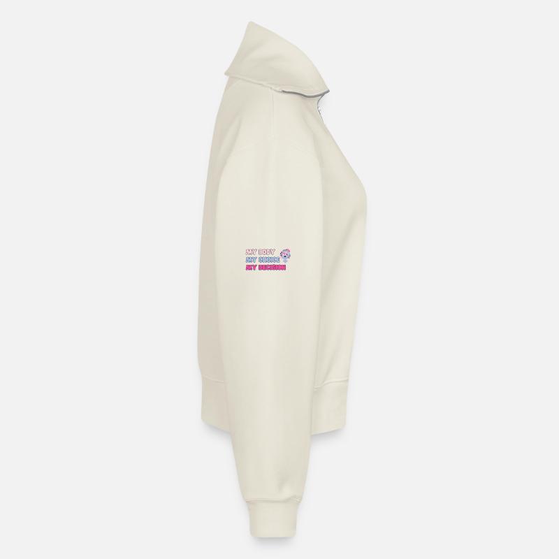 Mon corps, mon choix (Rose) Sweat femme décontracté à demi-zip – de SPREAD