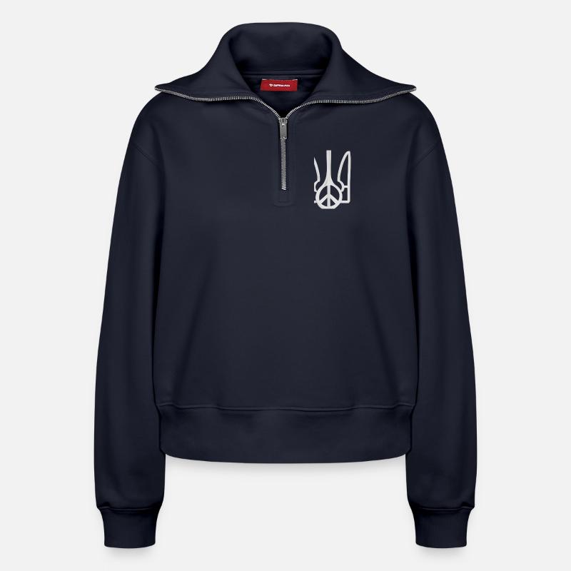 Ukraine Trident - Relaxed Women's Half Zip Sweatshirt – by SPREAD - navy