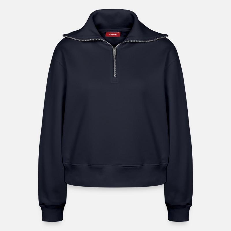 Bim Straßenbahn Tram Graz - Relaxed Frauen Half Zip Sweatshirt – von SPREAD - Navy