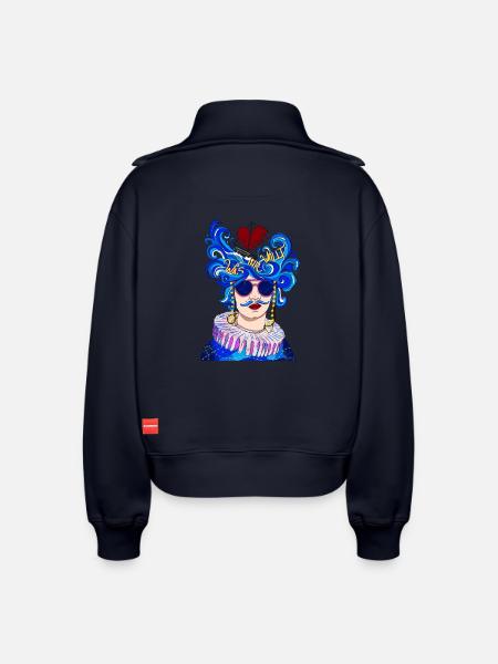 Was ihr wollt - Relaxed Frauen Half Zip Sweatshirt – von SPREAD - Navy