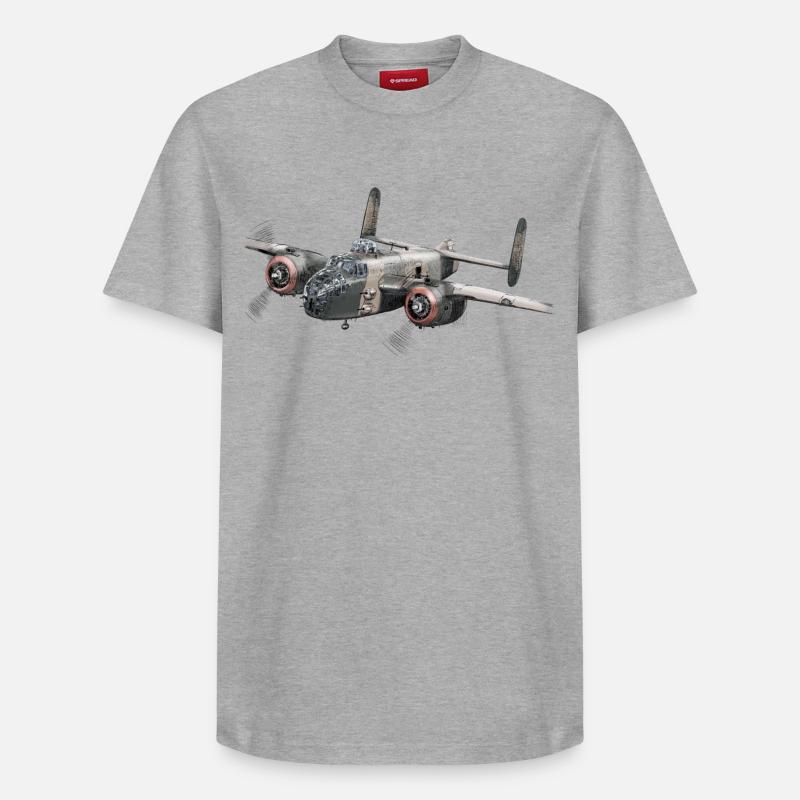 B-25 Bomber - Relaxed Unisex Supima Cotton T-Shirt – von SPREAD - Grau meliert