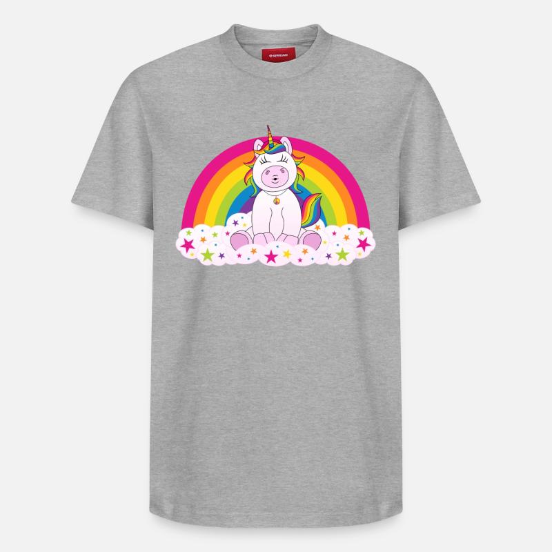 Einhorn Regenbogen - Relaxed Unisex Supima Cotton T-Shirt – von SPREAD - Grau meliert