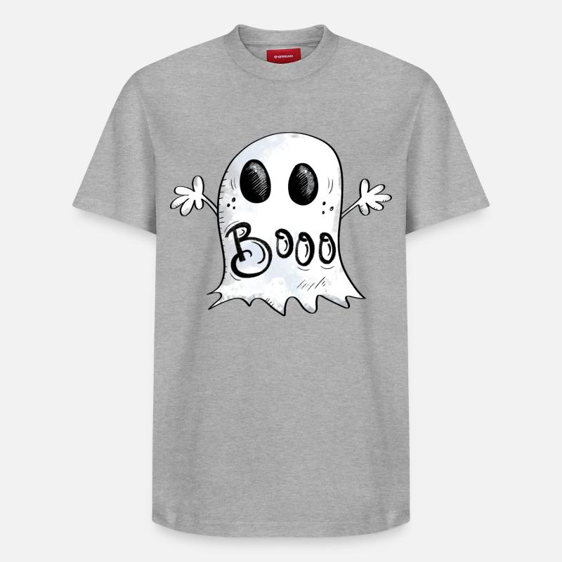 Joyeux fantôme de Booo - T-shirt unisexe décontracté en coton Supima – de SPREAD - gris chiné