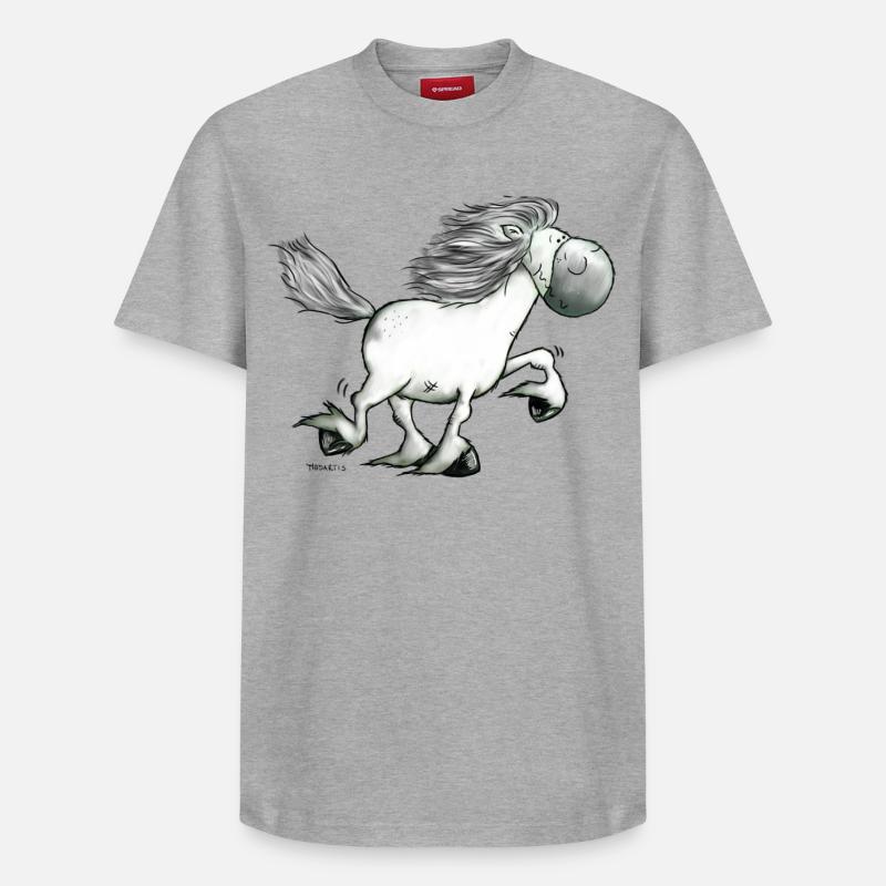 Drolliger Isländer - Islandpferd - Isi - Relaxed Unisex Supima Cotton T-Shirt – von SPREAD - Grau meliert