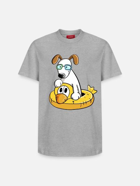 Dog On Vacation With Swimming Rip - Relaxed Unisex Supima Cotton T-Shirt – by SPREAD - heather grey