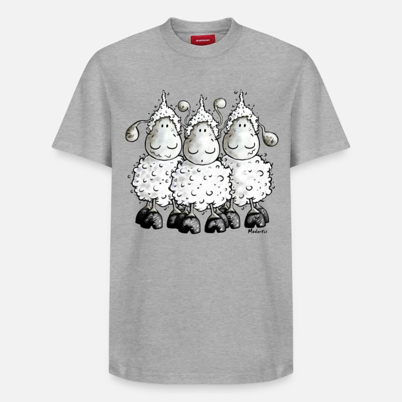 "Mc Wolle Schafe" - Sheep - Schaf - Relaxed Unisex Supima Cotton T-Shirt – von SPREAD - Grau meliert