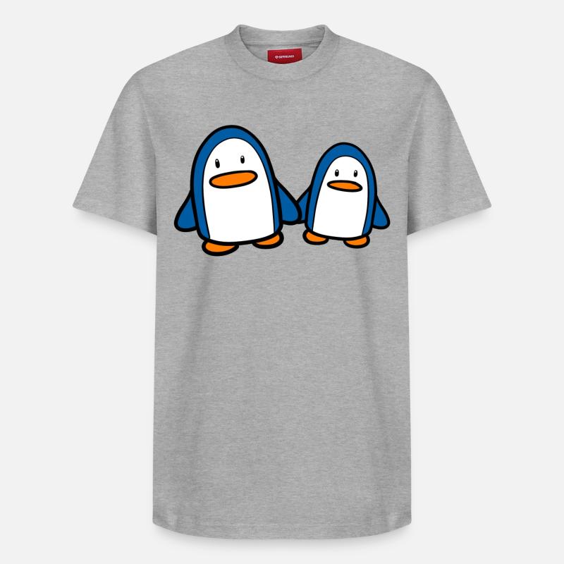 Zwei Pinguine - Relaxed Unisex Supima Cotton T-Shirt – von SPREAD - Grau meliert